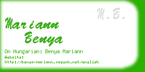 mariann benya business card